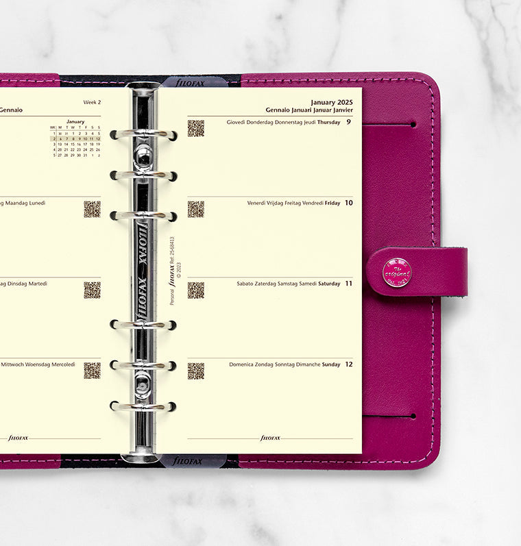 Week On Two Pages Diary - Personal Cotton Cream 2025 Multilanguage - 25-68413