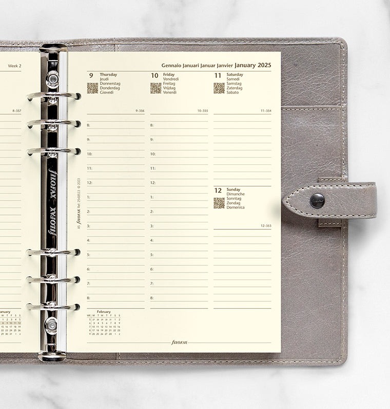 Week On Two Pages Diary With Appointments - A5 Cotton Cream 2025 Multilanguage - 25-68513