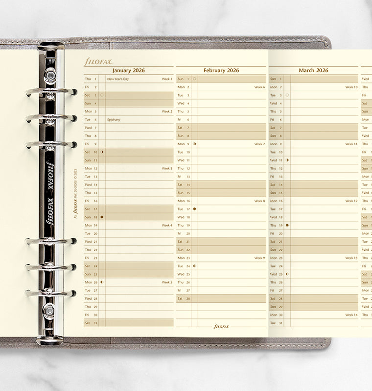 Vertical Year Planner A5 Cotton Cream 2026 - Filofax – Filofax CA