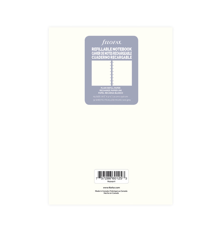 Filofax Notebook Plain Paper Refill - A5 152451