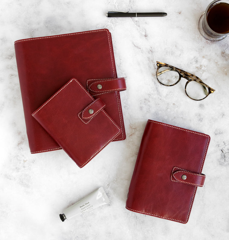 Malden Personal Leather Organizer in Burgundy