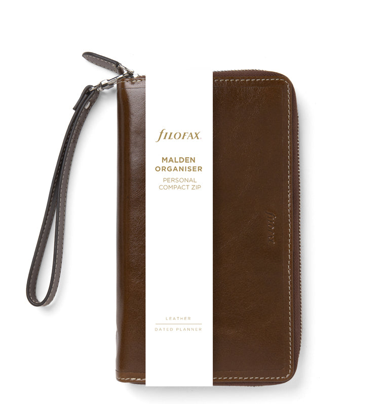 Filofax ブラウン レザー マルチケース Malden Leather Organizer - Personal Compact Zip | Filofax – Filofax CA