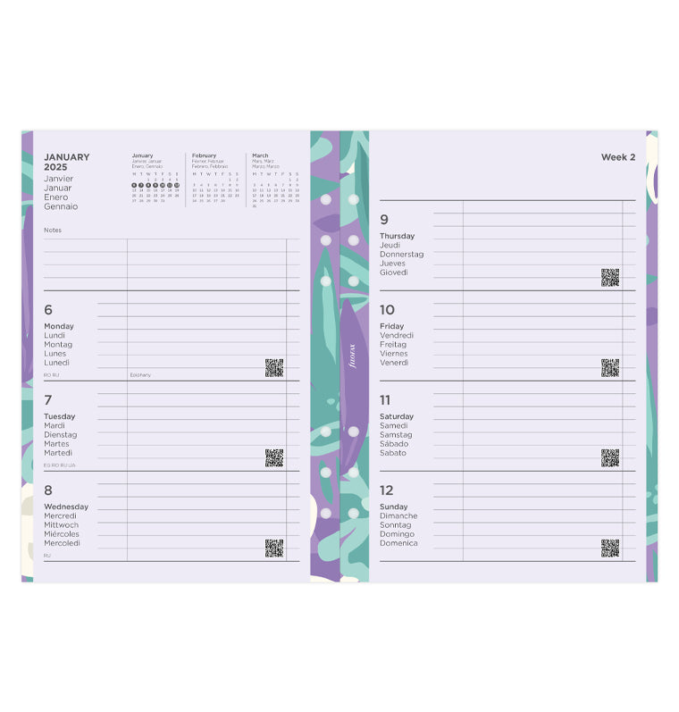 Floral Illustrated Diary Refill Pack - A5 2025 Multilanguage - 25-6351