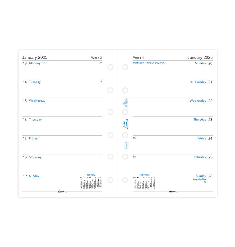 Week On One Page Diary - Pocket 2025 English - 25-68226