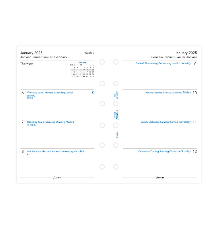 Week On Two Pages Diary - Pocket 2025 Multilanguage - 25-68227