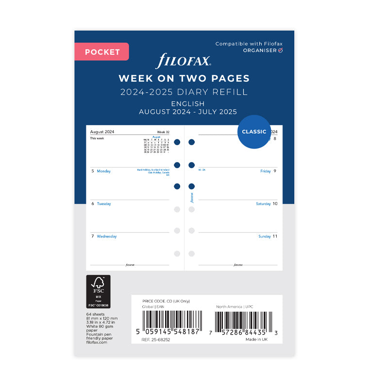 Week On Two Pages Academic Diary - Pocket 2024-2025 English