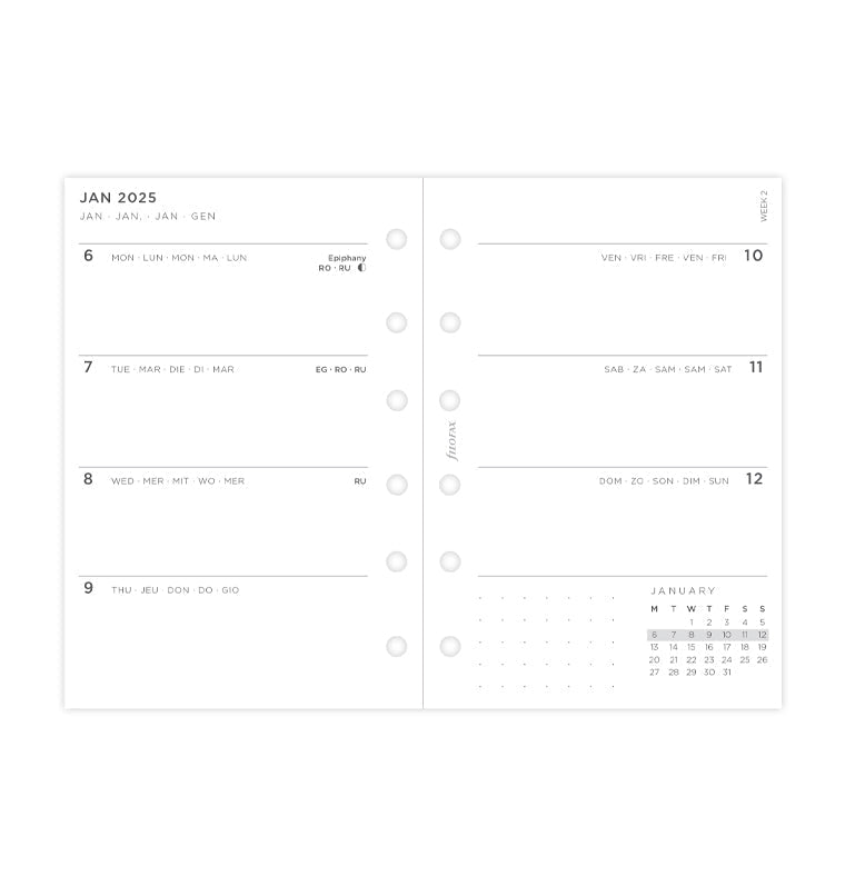 Minimal Week On Two Pages Diary - Pocket 2025 Multilanguage - 25-68290