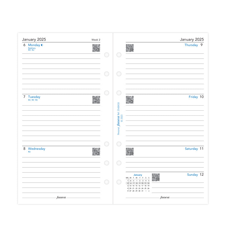 Week On Two Pages Lined Diary - Personal 2025 English - 25-68418