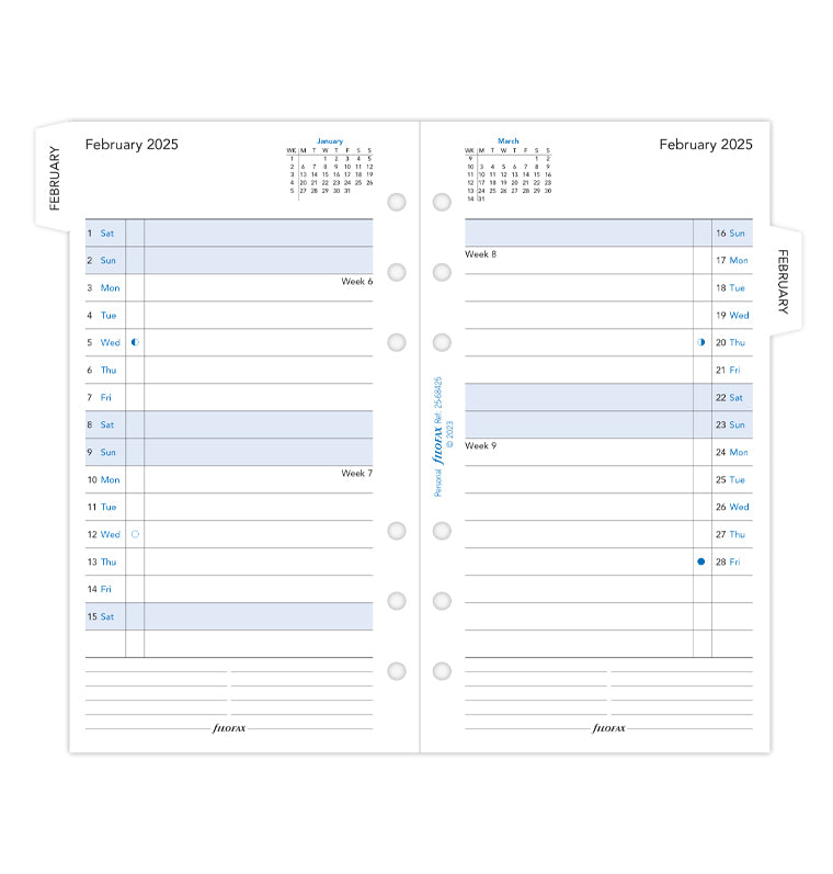 Month On Two Pages Diary With Tabs - Personal 2025 English - 25-68425