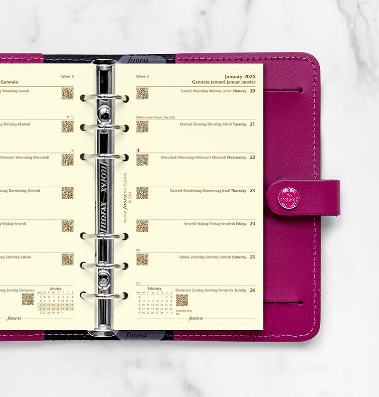 Week On One Page Diary - Personal Cotton Cream 2025 Multilanguage - 25-68439