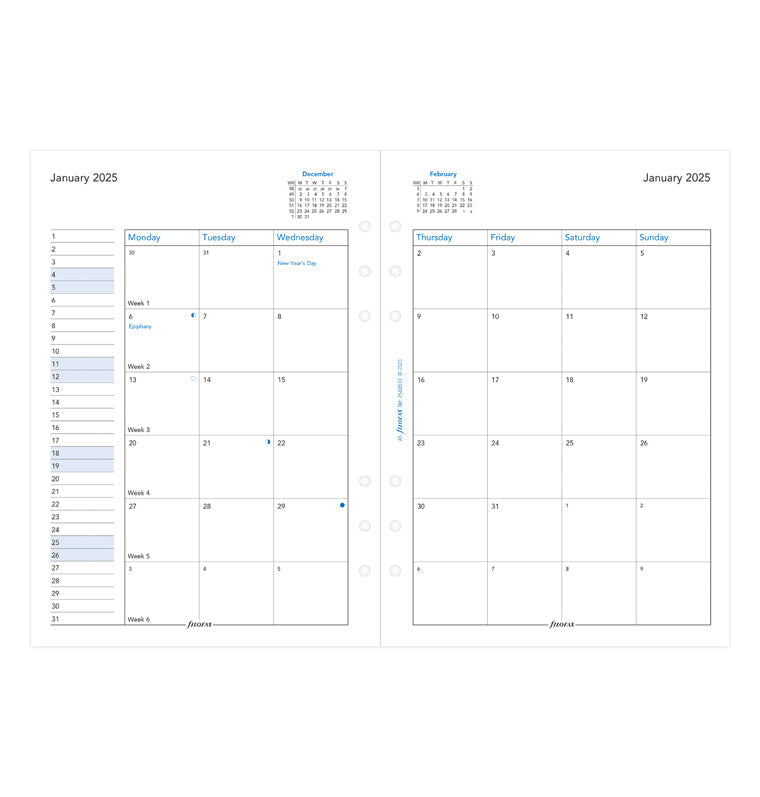 Month On Two Pages Diary - A5 2025 English - 25-68510
