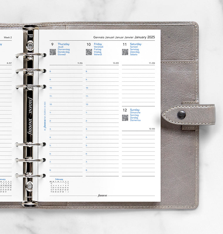 Week On Two Pages Diary With Appointments - A5 2025 Multilanguage - 25-68514