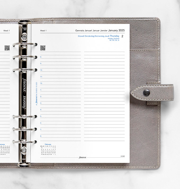 One Day On A Page Diary With Appointments - A5 2025 Multilanguage - 25-68515