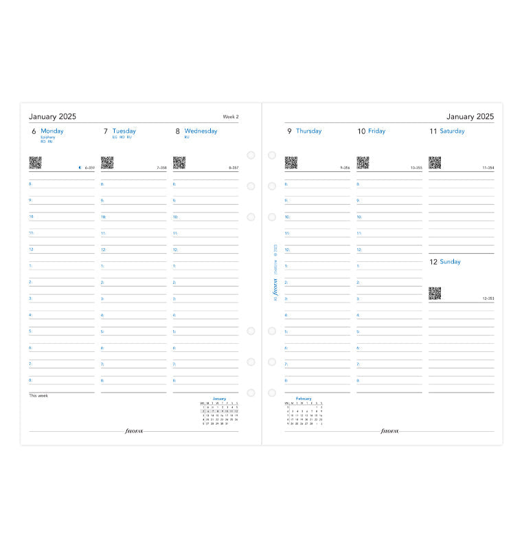 Week On Two Pages Diary With Appointments - A5 2025 English - 25-68521