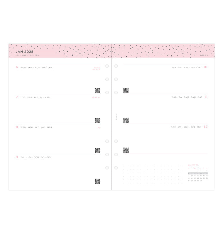 Confetti Week On Two Pages Diary - A5 2025 Multilanguage - 25-68591