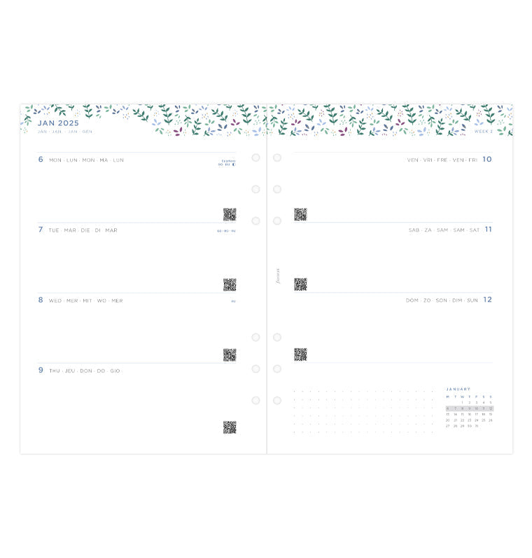 Garden Week On Two Pages Diary - A5 2025 Mutilanguage - 25-68592