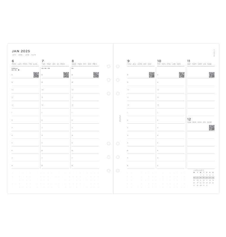 Minimal Week On Two Pages Vertical Diary - A5 2025 Multilanguage - 25-68593