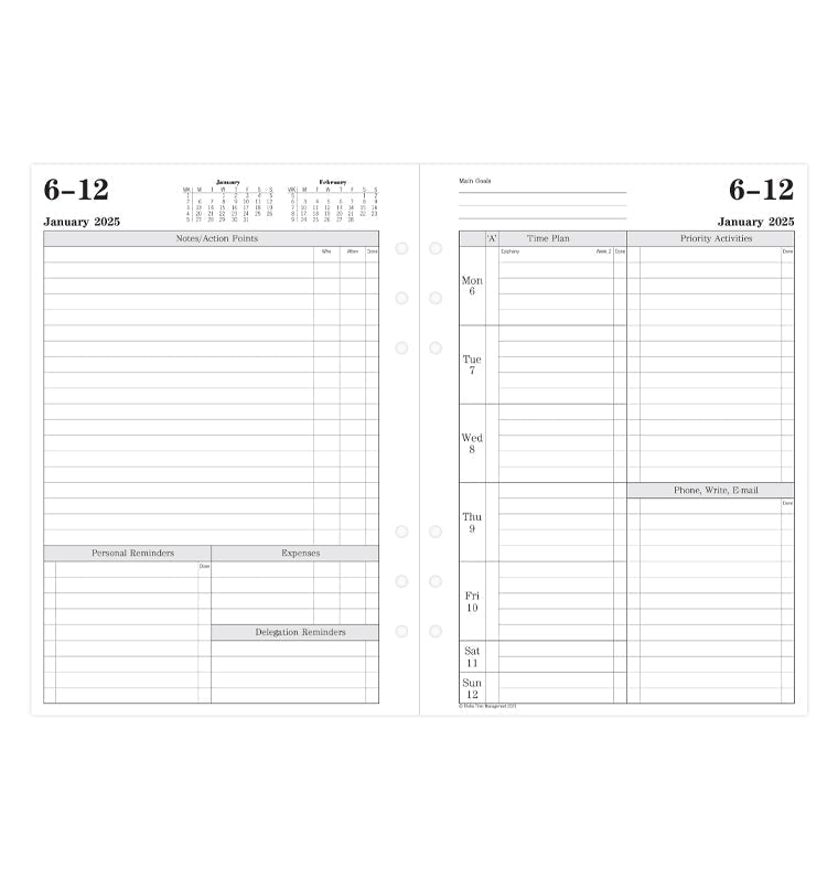 Time Management Week To View Diary - A5 2025 English - 25-TM7051