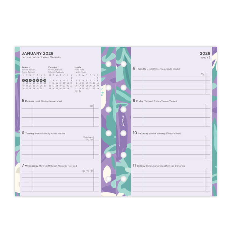Floral Illustrated Diary Refill Refill Pack - Pocket 2026 Multilanguage Filofax 26-6321