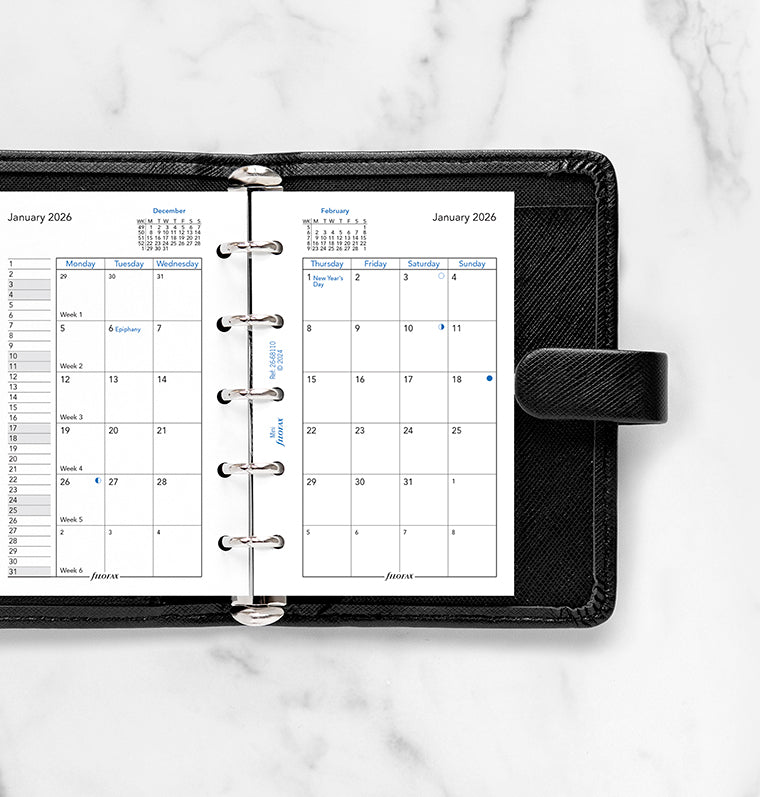 Month On Two Pages Diary Refill - Mini 2026 English Filofax 26-68110