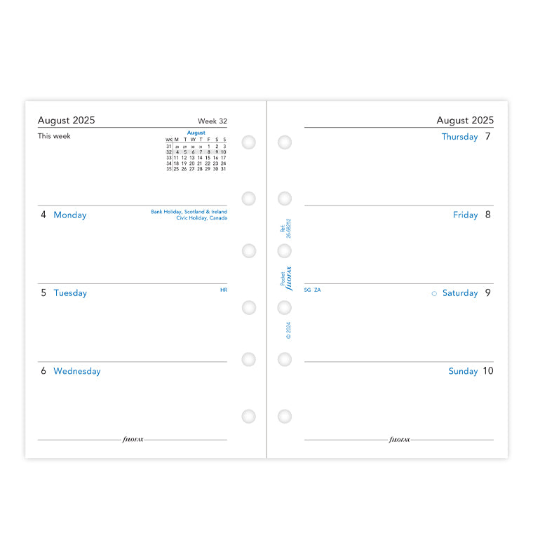 Week On Two Pages Academic Diary - Pocket 2025-2026 English Filofax 26-68252