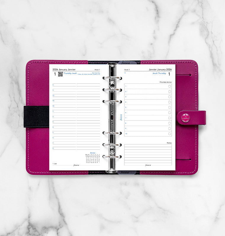 One Day on Two Pages Diary - Personal 2026 English/French Filofax 26-68417