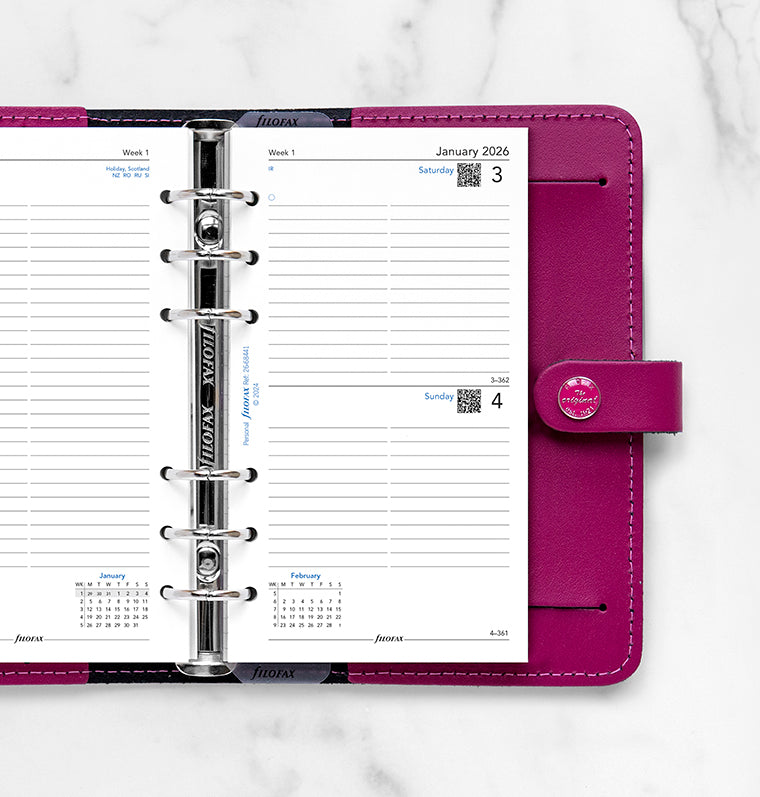 One Day On A Page Diary Refill With Appointments - Personal 2026 English Filofax 26-68441