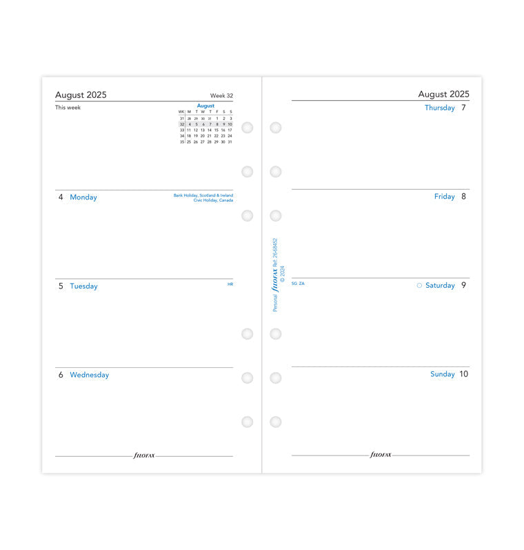 Week On Two Pages Academic Diary - Personal 2025-2026 English Filofax 26-68452