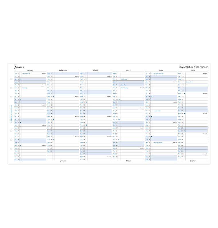 Vertical Year Planner - A5 2026 English - 26-68501