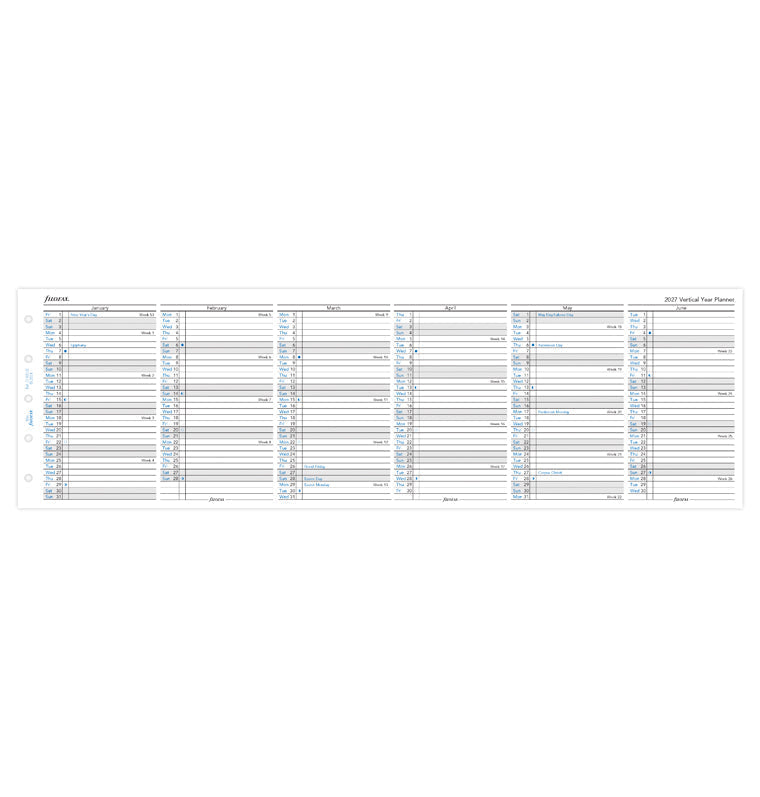 Vertical Year Planner - Mini 2027 English Filofax 27-68102