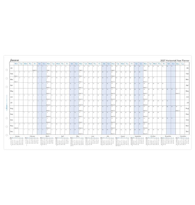 Horizontal Year Planner - A5 2027 English Filofax 27-68506