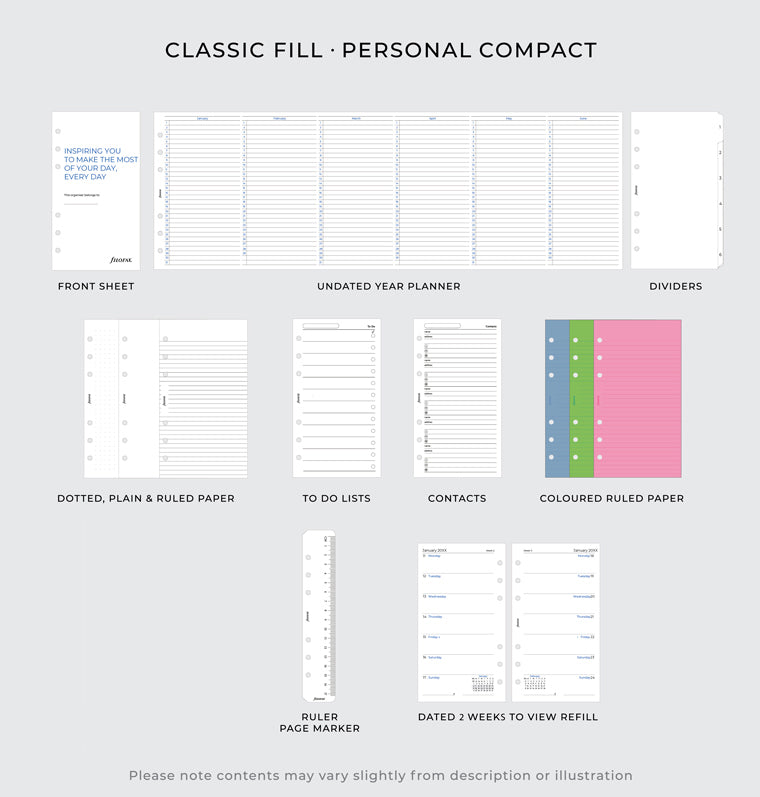 Filofax Classic Fill - Personal Compact.