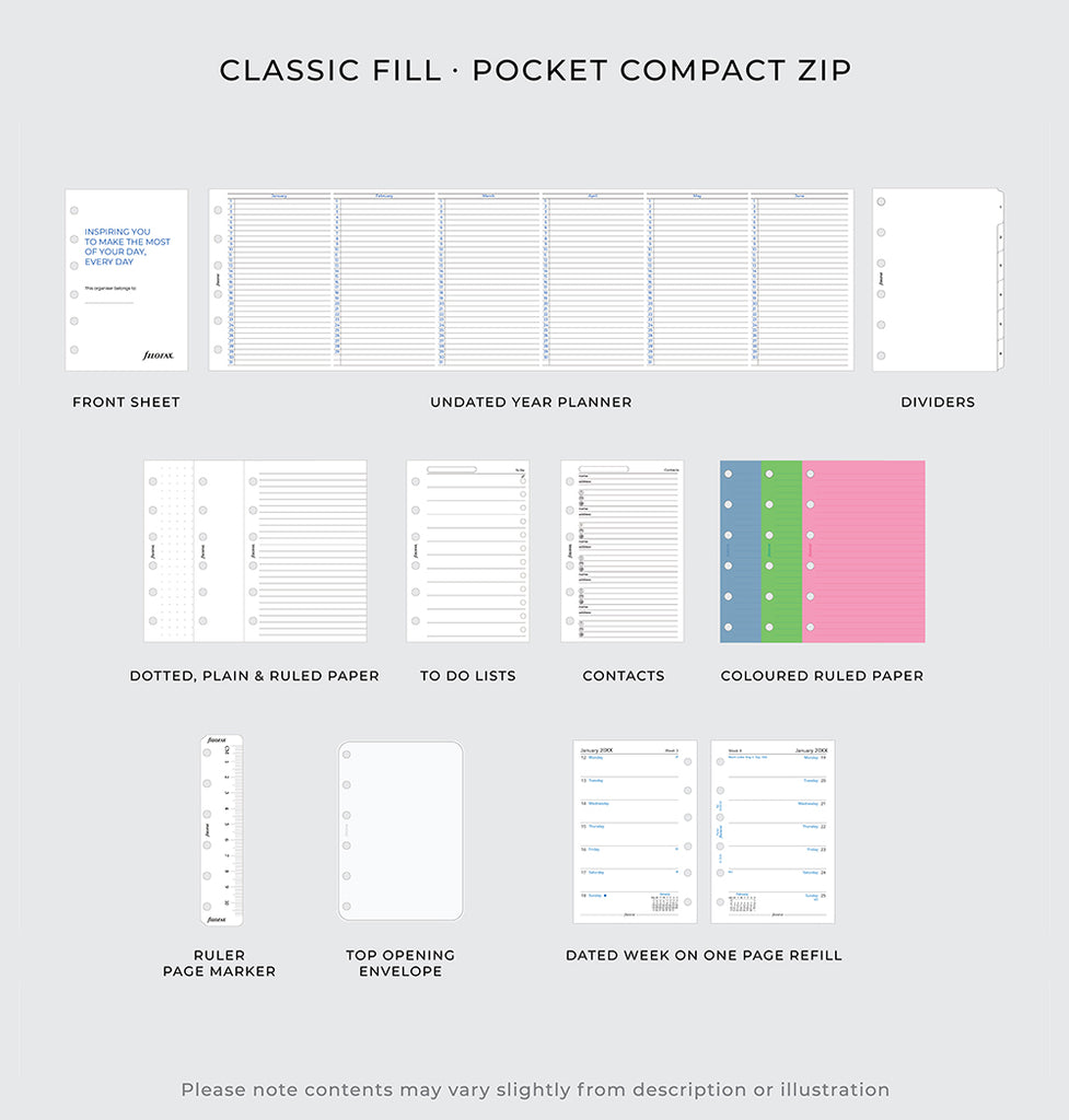 Filofax Classic Fill - Pocket Compact