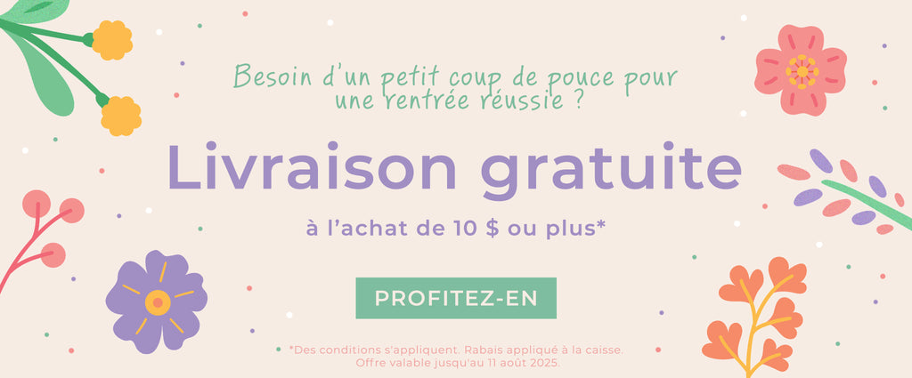 Livraison gratuite à l'achat de 10 $ ou plus.