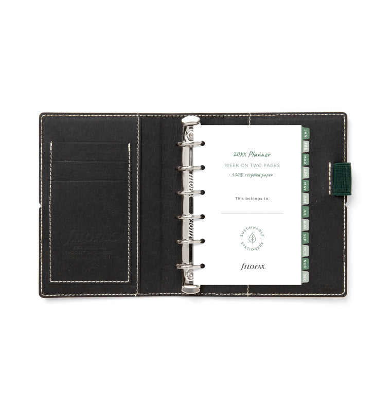 Filofax Eco Essential Pocket Organizer Ash Gray - open with contents