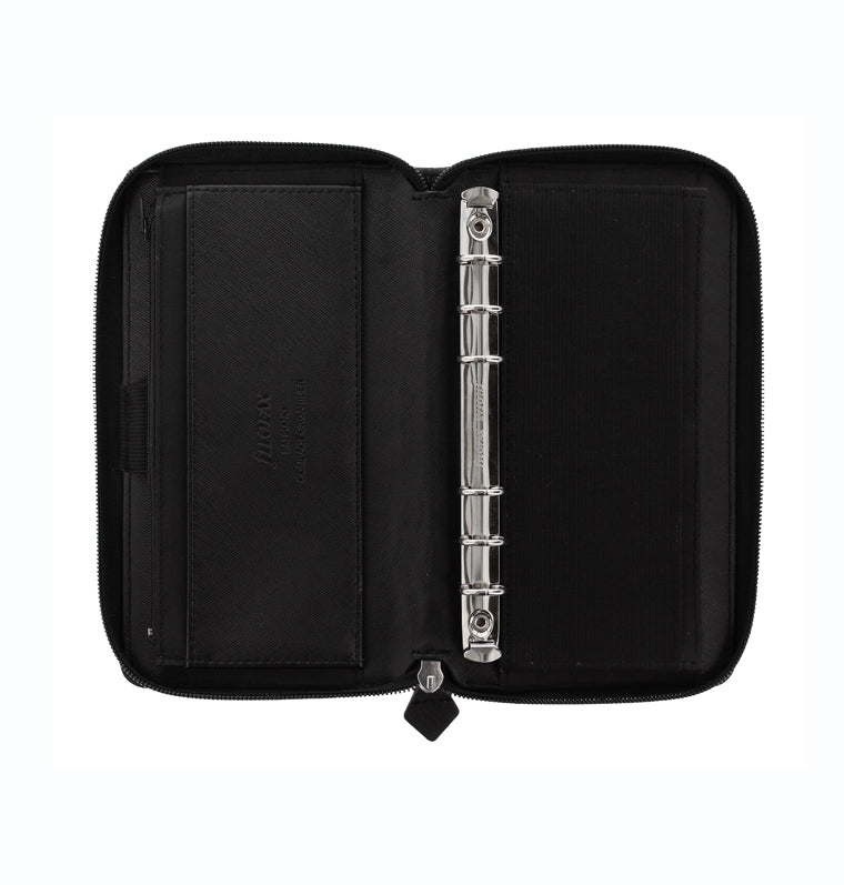Saffiano Personal Compact Zip Organizer Black Inside