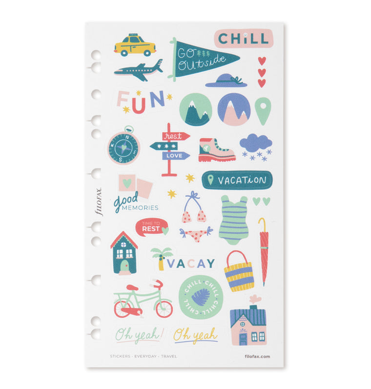 Filofax Everyday Travel Stickers for Organizers, Notebooks and Clipbook