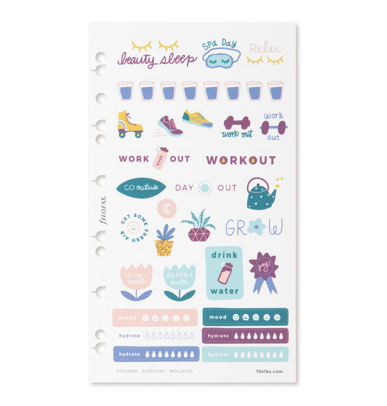 Filofax Everyday Wellness Stickers for Organizers, Notebooks and Clipbook