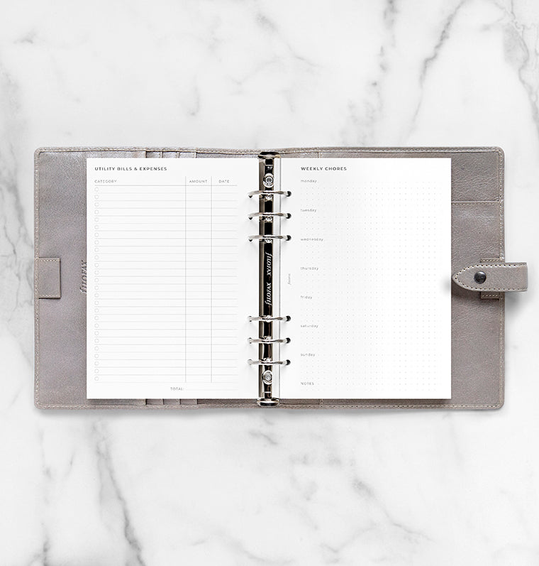 Filofax Household Planner Refill for A5 Organizers and Clipbook