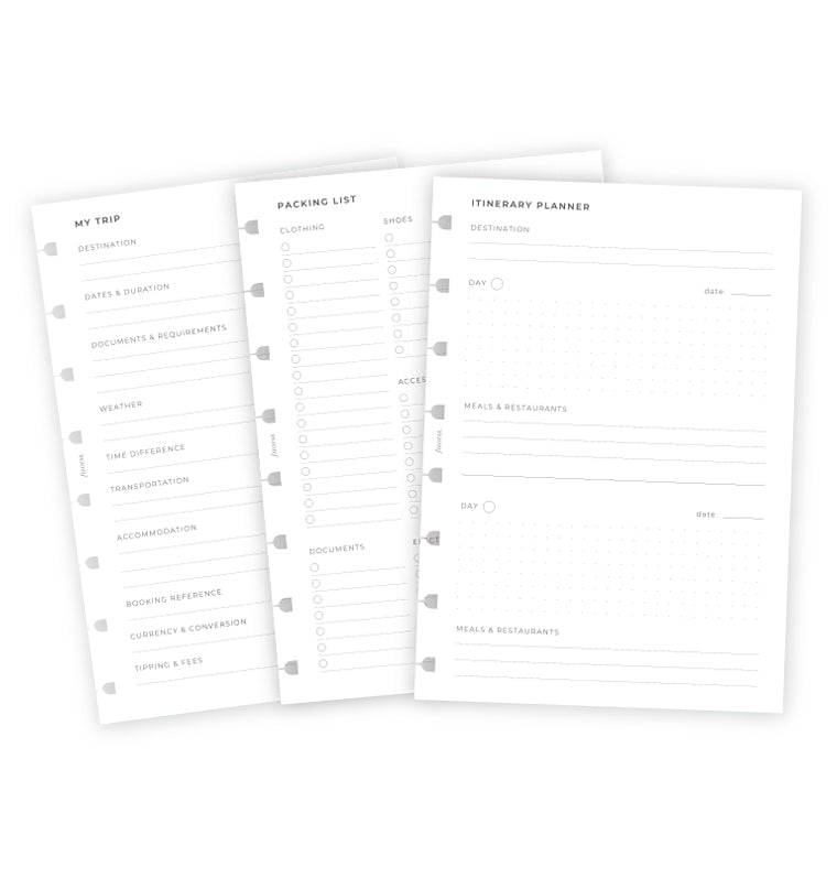 Filofax Travel Planner Refills - A5 size for A5 Notebooks
