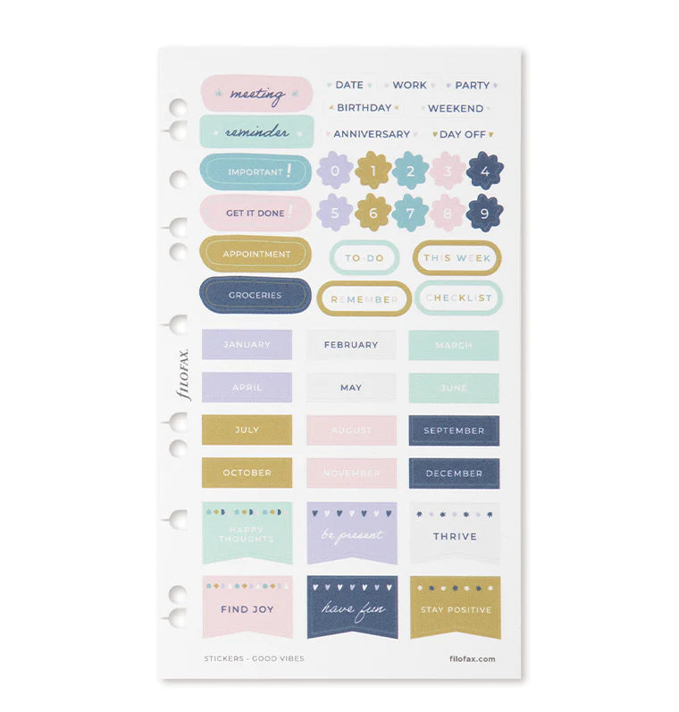 Good Vibes Stickers for Filofax Organizers and Refillable Notebooks