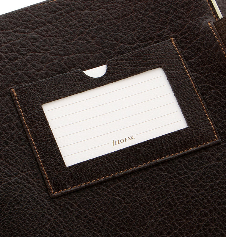 Heritage A5 Compact Organizer Brown Leather Details