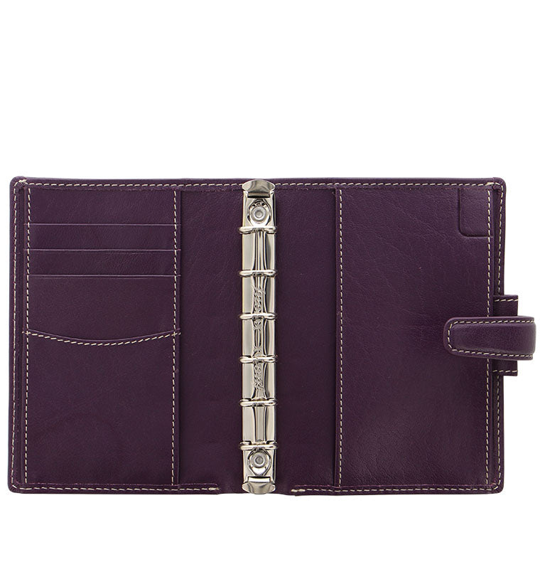 Holborn Pocket Organizer Purple Leather OPen