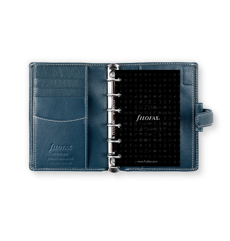 Holborn Pocket Organizer Blue Leather Inside