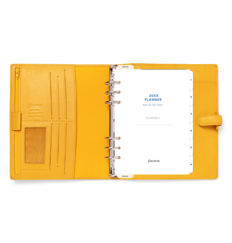Finsbury A5 Leather Organizer in Yellow Mustard