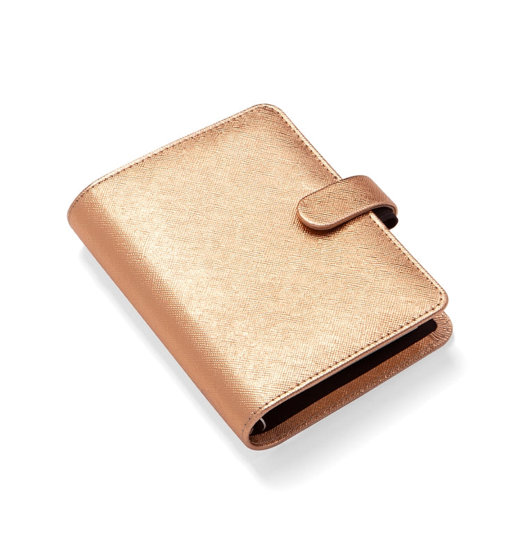 Saffiano Metallic Pocket Organizer Rose Gold Iso View