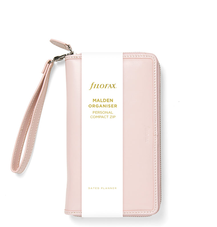 Filofax Malden Personal Compact Zip Leather Organizer in Pink In packaging