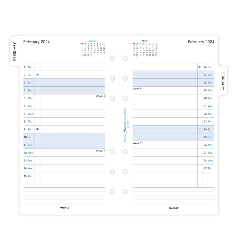 Month On Two Pages Diary With Tabs - Personal 2024 English - Filofax