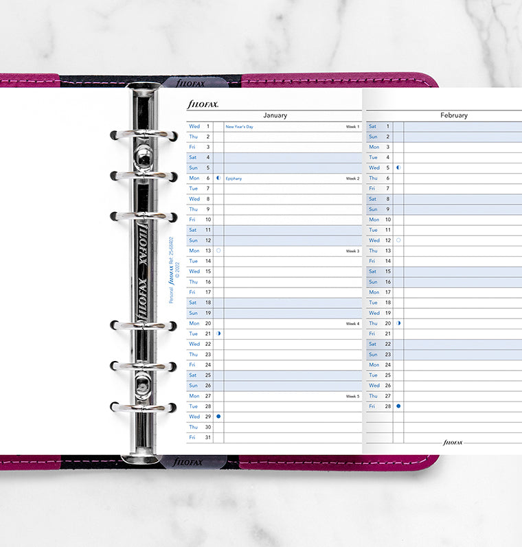 Vertical Year Planner - Personal 2025 English - Filofax