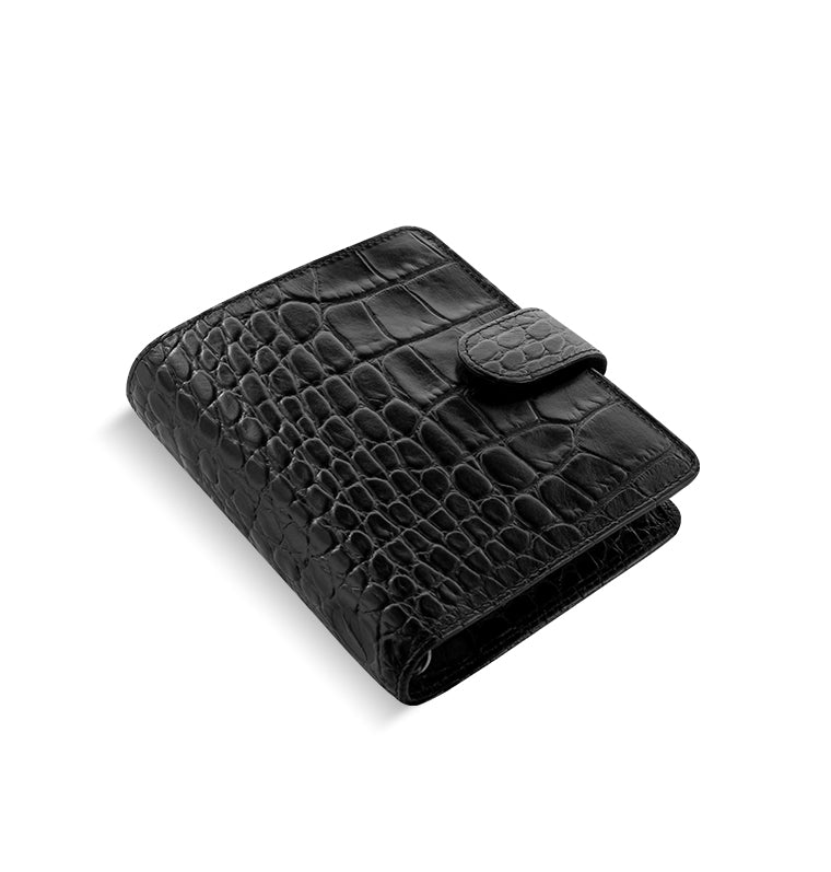 Classic Croc Pocket Organizer Black Filofax